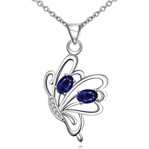 Hot sell 2015 Lovely silver plated pendants Butterfly Hollow Fly collares mujer wedding jewelry