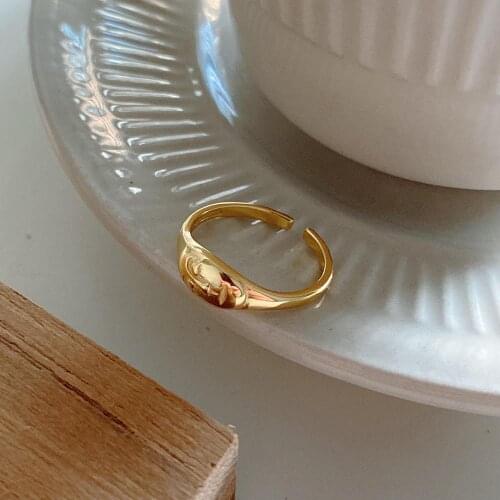 1pc 100% Authentic 925 sterling silver Golden Human Face oval art Rings Band Adjust TLJ974