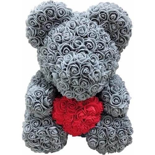 Lovely Big Red Rose Flower Bear Toys Ornaments Gifts for Valentiness Day 25cm can CSV
