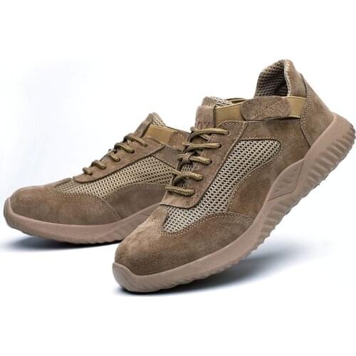 Mens and womens work shoes summer mesh breathable safety shoes non-slip oil-resistant solid safety anti-smash wear-resistant