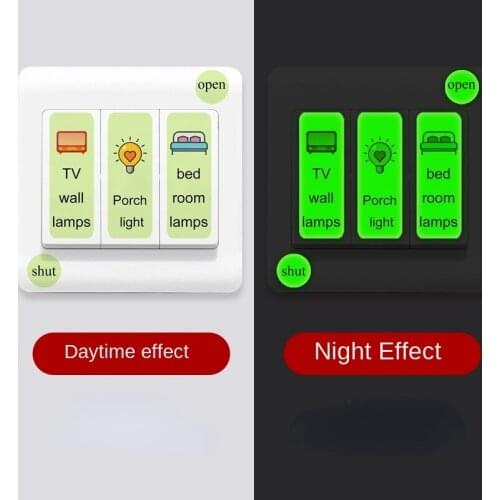 English Switch Logo Sticker Personalized Creative Self-adhesive Home Button Living Room Bedroom Bathroom Fluorescent Sticker