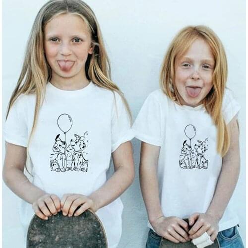 New Harajuku Kids Tshirt Disney 101 Dalmatians Print Famliy Look Short Sleeve Adult Unisex Tops Fashion Casual Couple T Shirt