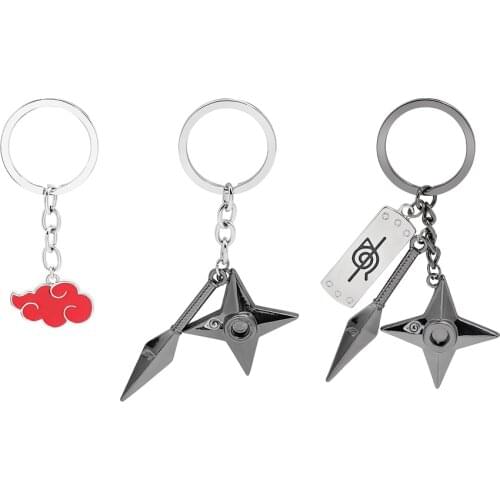 New Kunai Dart Keychain Shuriken Weapon Konoha Logo Uzumaki Sasuke Itachi Black Keyring Key Chain Ring Ninja Anime Jewelry