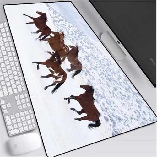 Mairuige Animal Horse Extra Large Waterproof Mouse Pad Gaming Mousepad Anti-slip Rubber Gaming Mouse Mat with Locking Edge Desks