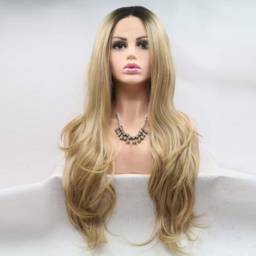 Ombre Wig Blonde Straight Wig Malaysian Transparent Lace Synthetic Wigs For Black Women Lace Wig Remy