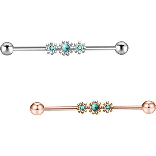 JUNLOWPY 50pcs Silver Rose Gold 16G Industrial Barbell Surgical Steel Cartilage Earring Body Piercing Jewelry for Women Men Bar