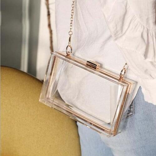 Transparent Ladies Bag 2020 Acrylic Color Box Brand Ladies Evening Dress Portable Messenger Bag Wedding Female Clutch Bag