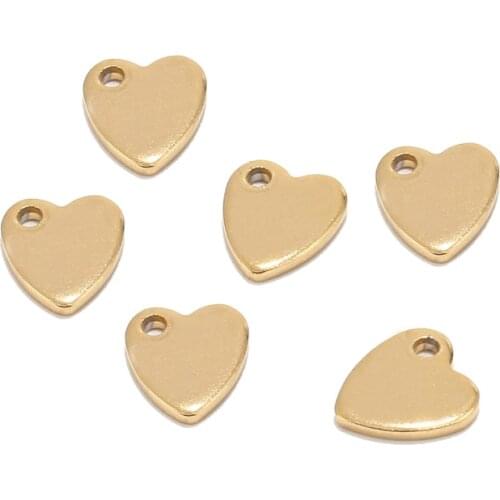 Heart Shape Stainless Steel Blank Stamping Tags Gold Flat Beads Hearts Charms Pendant Jewelry Findings Supplies Tag