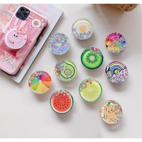 Fruits Rainbow Expanding Stand Mount Phone Socket Fold Mobile Smartphones Pocket Desktop Bracket Phone Stand Holder