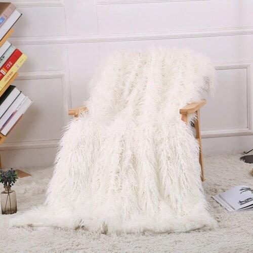 Luxury Faux Fur Blanket Super Soft Fuzzy Fluffy Shaggy Mongolian Lamb Throw Blanket Plush Warm Bedding Cover Bedroom Sofa Floor