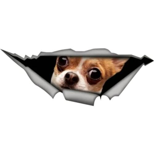 B0538# 13CM/17CM Self-Adhesive 3D Decal Chihuahua Dog V2 Animal Car Sticker Waterproof Auto Decors on Bumper Rear Window Laptop