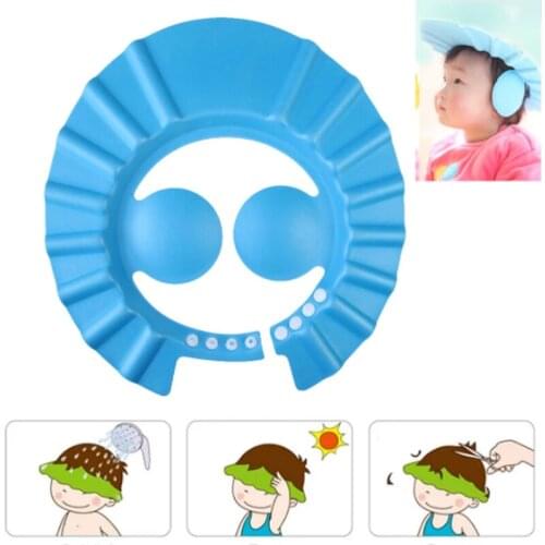 1PC New Baby Bath Shower Cap Adjustable Shampoo Cap Wash Hair Ear Shield Children Care Waterproof Eye Protector Bathing Supplies