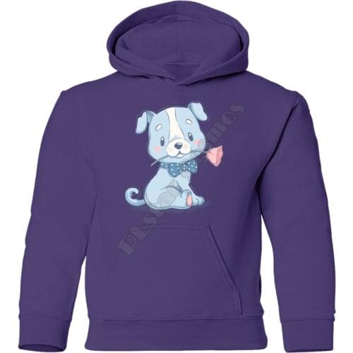 Puppy Dog RoseKids Hoodies 3D Printed Kids Sweatshirt Child Long Sleeve Boy For Girl Purple Pullover Drop Shipping
