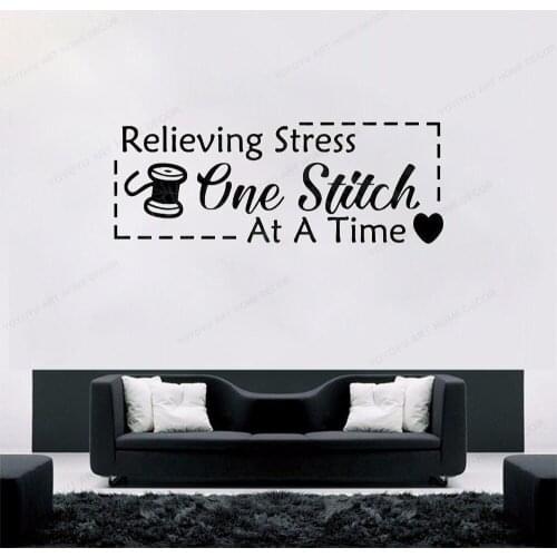 Sewing Wall Decals Vinyl wall Stickers Wall Art Decor Relieving Stress One Stitch At Time Quote window decor art mural HJ329