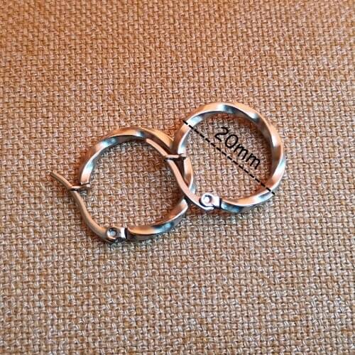 Steel Color 20mm Distorted Circle Women Hoop Earrings Ear Loop Smooth Ring Polishing 316 Stainless Steel Jewelry Anti Allergy