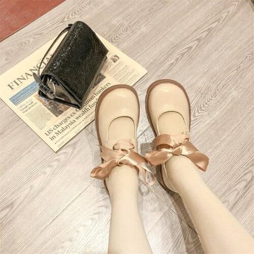 Harajuku Jk Student Uniform Shoes Feminine Cosplay Round Toe Bowknot Woman Flats College School Young Girls Japanese Tea Party