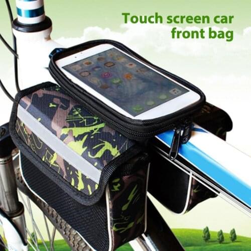 Bicycle Bag Frame Front Waterproof Reflective Bike Top Tube Storage Bag Touch Screen Mobile Phone Sack MTB Bike Tool Accessories