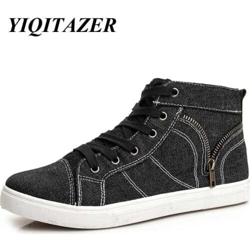 YIQITAZER 2017 New Arrival Fashion Casual Mens Canvas Shoes,Breathable Lace up Boy Student Canvas Man Shoes Black Blue