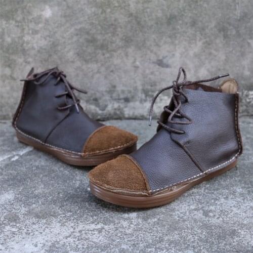 Womens Shoes Lace up Boots 100% Genuine Leather Womens Autumn Shoes Platform Boots 2019 ladies Ankle Boots Female Punk Shoes