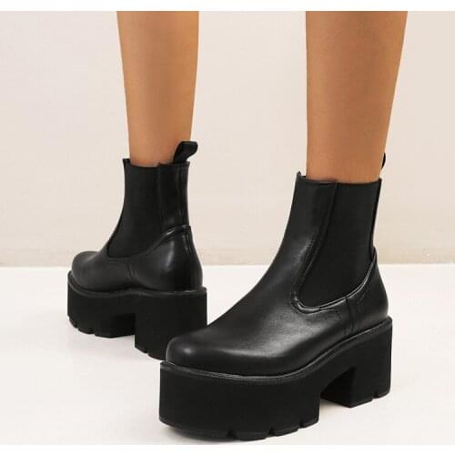 Women shoes 2021 winter platform boots gothic wedges womens platform heels goth shoes Motorcycle boots high heels sexy 44