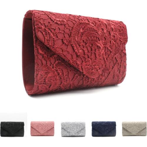 Women Floral Lace Evening Party Women Clutch Bag Bridal Wedding Purse Handbag
