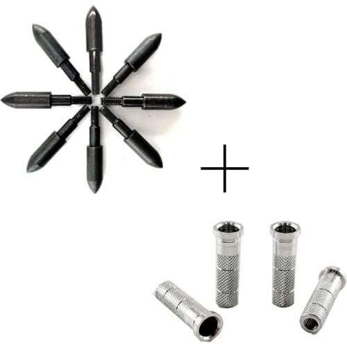 12pcs Arrow Target Points 125 Grain + 12pcs Aluminum Inserts for ID6.2 Arrow Shaft Archery Compound Bow Hunting