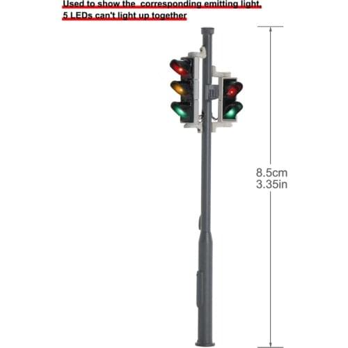 2pcs O Scale Model Traffic Signals 5-LEDs 1:43 Block Signal 8.5cm Traffic Light for Left side Driving JTD4310
