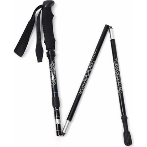 2021 New 6061 Aluminum Alloy 2Pcs Outdoor Foldable Trekking Poles Anti-shock Walking Stick for Hiking Elderly Durable Foldable