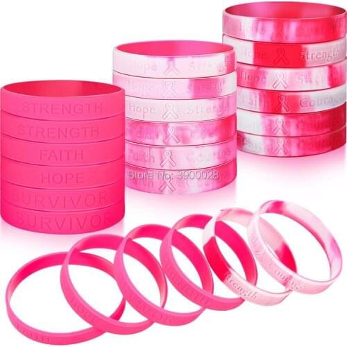 300pcs Breast Cancer Awareness Faith Survivor silicone wristband Personalized Rubber bracelets Sports Gifts shipping by DHL A