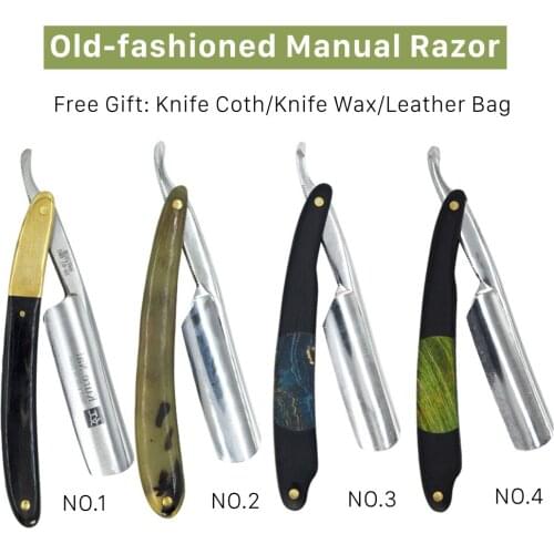 4pcs/set Professional Vintage Straight Edge Barber Razor Shaving Razor-Straight Razor Carbon Steel Folding Shaving Knife