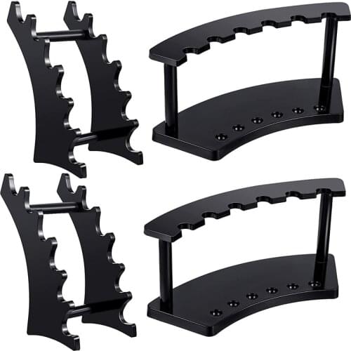 4Pcs 6-Slot Plastic Pen Holder Stand Vertical and Horizontal Pen Display Stand Rack for School Office Home Store (Black)