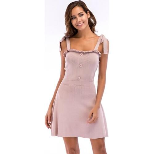 AIIOU Pink Dresses Lace-up Knitted Mini Bandage Dress for Women Solid Fashion High Split Black Club Party Dress Evening Outfits