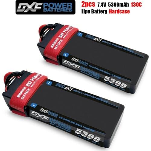 DXF Hardcase Battery LiPo 2S 5300mAh 7.4V 130C-260C Deans XT60 EC5 XT90 XT150 TRX for 1/8 RC Evader BX Car Truck Truggy Buggy