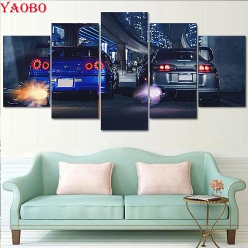 Diamond Painting 5PCS Wall Hanging Art Street Modern luxury Car 5D DIY Diamond Embroidery,Cross Stitch,diamond Mosaic Sale