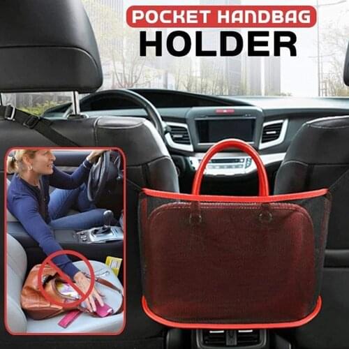 Car Net Pocket Handbag Holder Universal Car Organizer Seat Gap Storage Mesh Pet Net Barrier Pocket Interior Accessories
