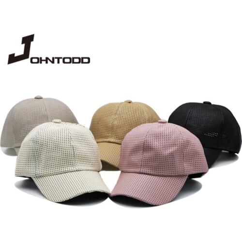 2021 Summer Artificial Leather Men Women Baseball Cap Solid Color Breathable Outdoors Travel Hat Hip Hop Sunhats Snapback
