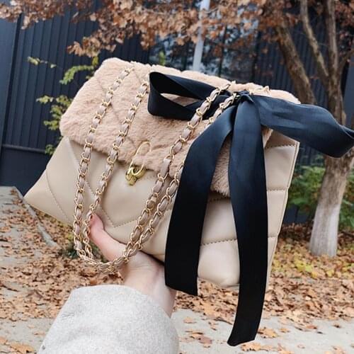 Large Capacity Plush Armpit Bag 2021 Spring High-quality PU Leather Women Designer Handbag Casual Chain Shoulder Messenger Bags