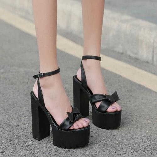 Summer shoes 2021 Vintage Buckle Punk Gothic Shoes Platform pumps Chunky Heels Peep Toe Gladiator Sandals Women office shoes