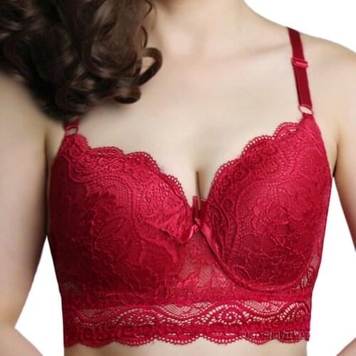 Womens Push Up Bras Full Coverage Underwire Lace Floral Embroideried Lightly Lined Solid Bra Female Lingerie 36 38 40 42 B C D