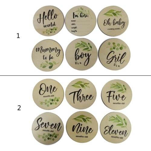 Wooden Baby Month Milestone Card Newborn Birth Month Birthday Milestone Wooden Teether Baby Kids Photography Props Toy