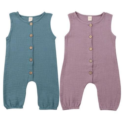 Toddler kid summer clothes Newborn Baby Boy Girl Button Sleeveless Romper Playsuit Jumpsuit Infant Clothes