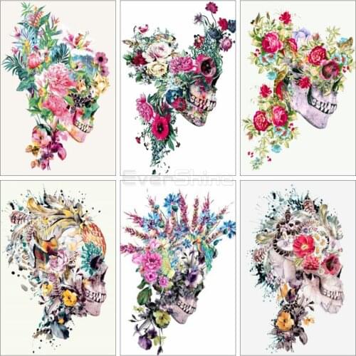 EverShine 5D DIY Diamond Painting Full Drill Square Skull Cross Stitch Diamond Embroidery Kits Rhinestones Art Home Decor