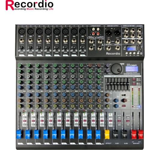 GAX-EF12 professional audio video mixer dj 8 Channel Digital Sound mixing Console 48V Phantom Power