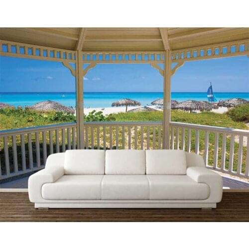 Custom 3D Photo Wallpaper Seaside Sencery Platform Background Wall Decoration Poster Art Removable Wall Mural Wall Stickers