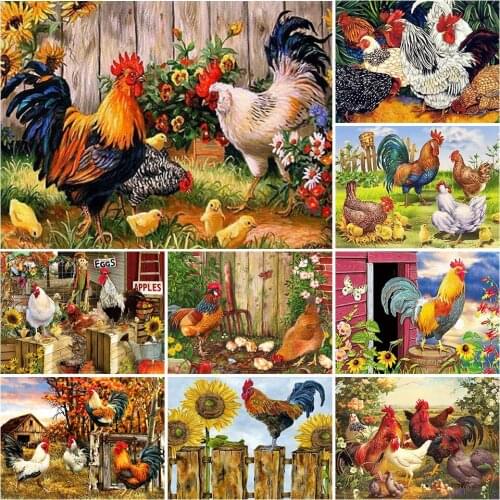 Sale 5D DIY Diamond Painting Animals Chicken Kits Full Drill Embroidery Mosaic Art Picture of Rhinestones Home Decoration Gift