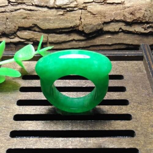 Natural lovers men womens brand green jade ring emerald handmade jade rings hand-carved Carving pattern jade ring jewelry