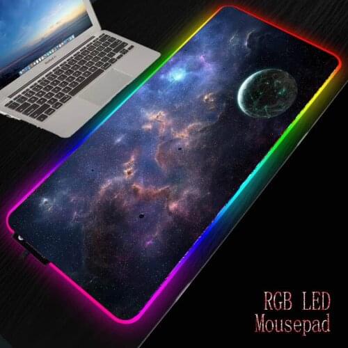 MRGBEST Outer Space Nebula Large Mouse Pad RGB Computer Gaming Mousepad Anti-slip Natural with Locking Edge Gamer Big Mouse Mat