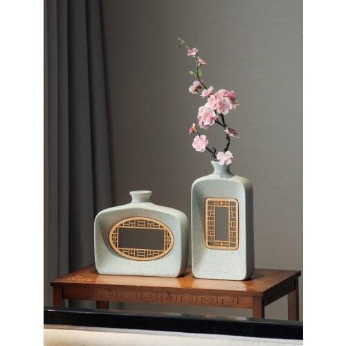 Creative Chinese Ceramic Vase Hollow Golden Window Art Flower Arrangement Flower Vase Living Room Furnishings Home Decoration