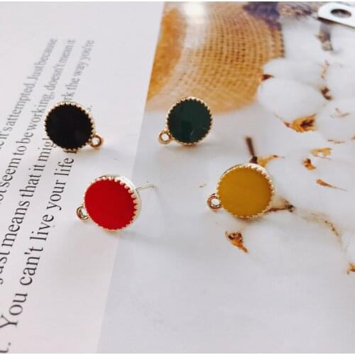 Alloy Round Dripping oil Pendant Charms DIY Material Jewelry Earring Accessories