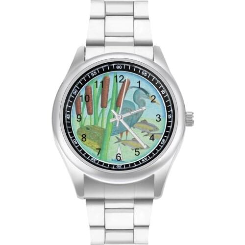 Heron Quartz Watch Photo Beautiful Wrist Watch Steel Good Quality Fishing Teens Wristwatch